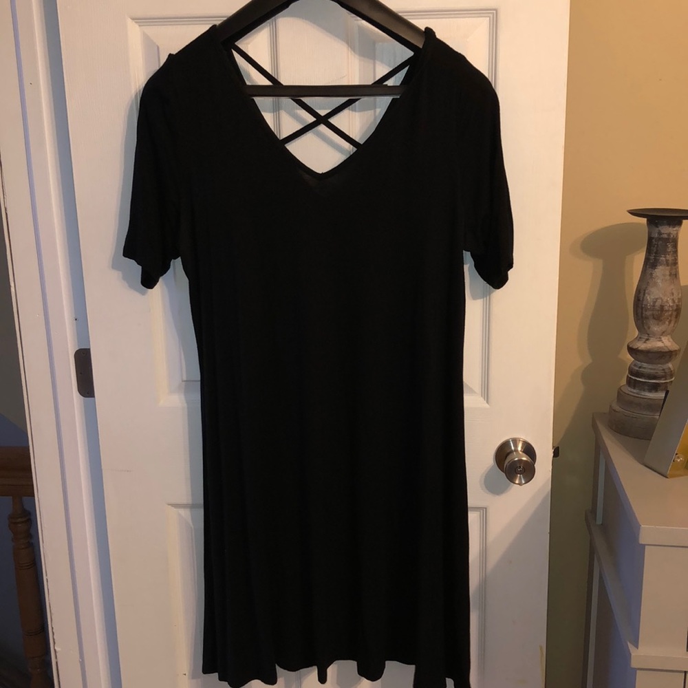 Black T-shirt dress with back detail